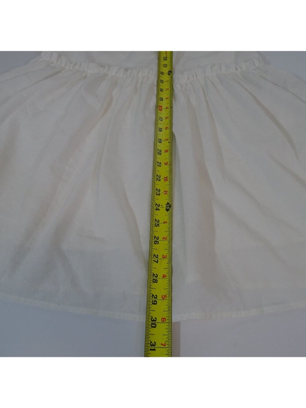 Hazel White Short Sleeve Babydoll Mini Dress Size S Lace-Up Boho Cottagecore - Picture 11 of 12
